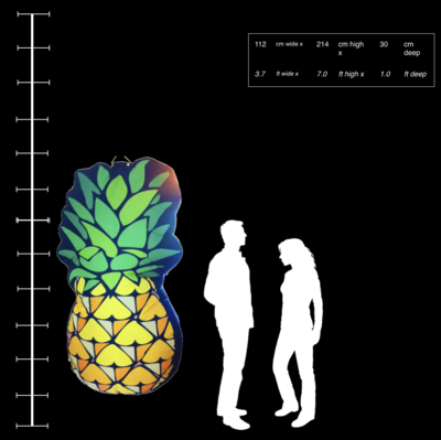 Hanging Inflatable 2D Pineapple 3.7ft/112cm x 7ft/214cm high