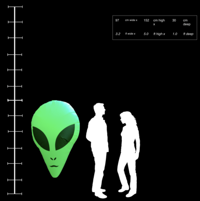 Hanging Inflatable Alien Head 3.2ft/97cm x 5ft/152cm high