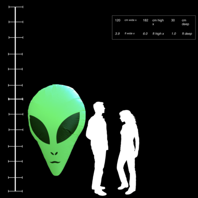 Hanging Inflatable Alien Head 3.9ft/120cm x 6ft/182cm high