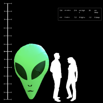 Hanging Inflatable Alien Head 4.4ft/134cm x 7ft/214cm high