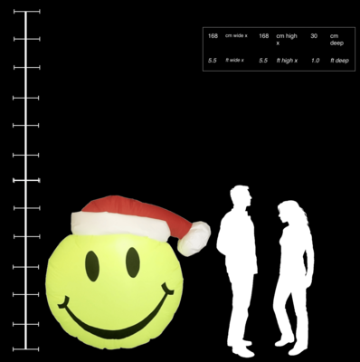 Hanging inflatable Smily Santa Disc 5.5ft/168cm x 5.5ft/168cm