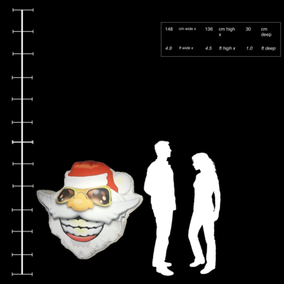 Hanging Inflatable Santa Head 4.9ft/148cm x 4.5ft/136cm