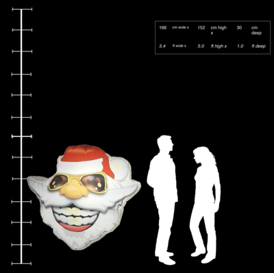 Hanging Inflatable Santa Head 5.4ft/166cm x 5ft/152cm