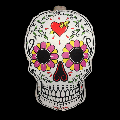 Hanging Inflatable Dead Skull 2.8ft/85cm x 4ft/122cm, Print Sides: Image One side