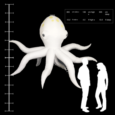 Hanging inflatable Octopus 10ft/305cm width x 4.5ft/136cm body height