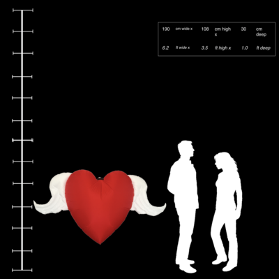 Hanging Inflatable Winged Heart 6.2ft/190cm x 3.5ft/108cm