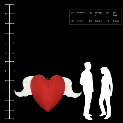 Hanging Inflatable Winged Heart 7.1ft/217cm x 4ft/122cm