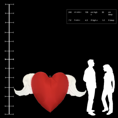 Hanging Inflatable Winged Heart 7.9ft/240cm x 4.5ft/136cm