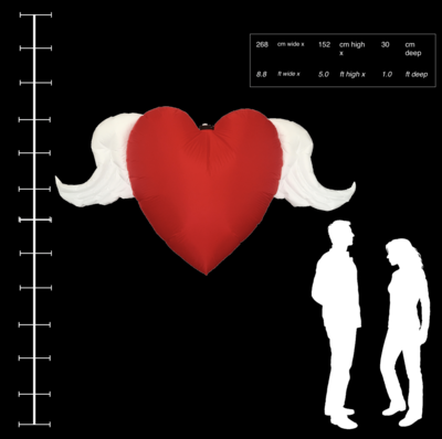 Hanging Inflatable Winged Heart 8.8ft/268cm x 5ft/152cm