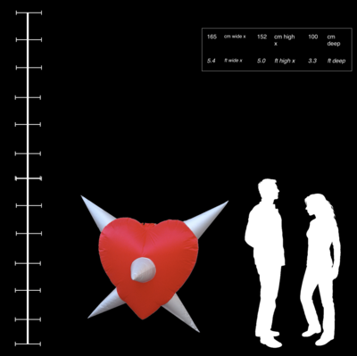 Hanging Inflatable Spiky Heart 5.4ft/165cm x 5ft/152cm