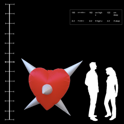 Hanging Inflatable Spiky Heart 6.4ft/195cm x 6ft/182cm