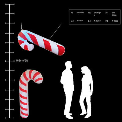 Hanging Inflatable Candy Cane 2.5ft/75cm x 5.2ft/160cm