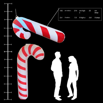 Hanging Inflatable Candy Cane 3.4ft/105cm x 7ft/214cm