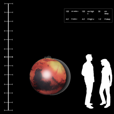 Hanging Inflatable Planet Mars 4ft/122cm x 4ft/122cm high
