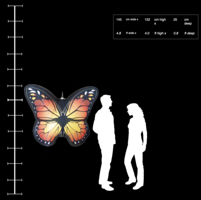 Hanging Inflatable Detailed Butterfly 4.8ft/145cm x 4ft/122cm