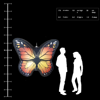 Hanging Inflatable Detailed Butterfly 5.9ft/179cm x 5ft/151cm