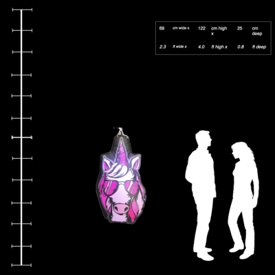 Hanging Inflatable Unicorn Head 2.3ft/69cm w x 4ft/122cm