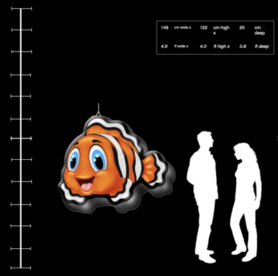 Hanging Inflatable 'Clown Fish' 4.9ft⁄149cm x 4ft⁄122cm