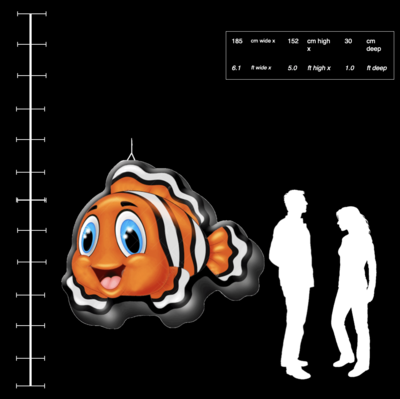 Hanging Inflatable 'Clown Fish' 6.1ft⁄185cm x 5ft⁄152cm