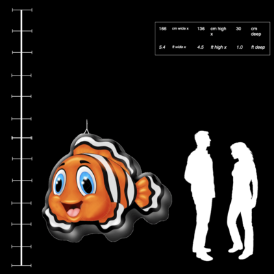 Hanging Inflatable 'Clown Fish' 5.4ft⁄166cm x 4.5ft⁄136cm