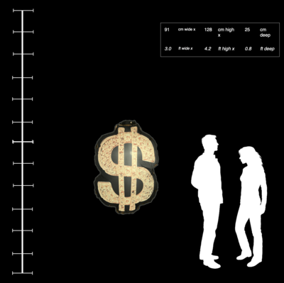 Hanging Inflatable Printed Dollar Sign 3ft/91cm x 4.2ft/128cm