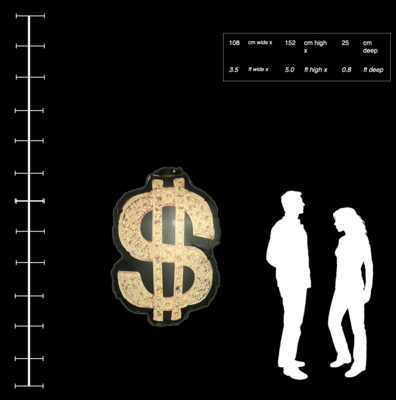 Hanging Inflatable Printed Dollar Sign 3.5ft/108cm x 5ft/152cm