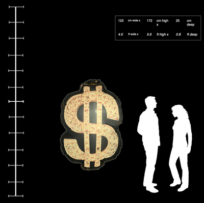 Hanging Inflatable Printed Dollar Sign 4ft/122cm x 5.6ft/172cm
