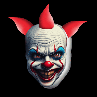 Hanging Inflatable Clown Face 4.7ft/144cm x 6.2ft/190cm, How Scary Clown?: Penniwise Style, How many Print Sides?: Image both sides