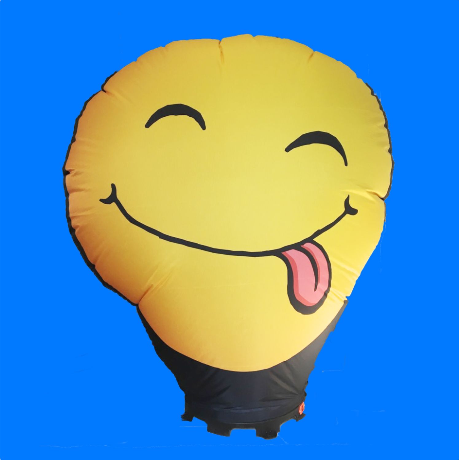 Floor Standing Smily Emoji inflatable Printed COVER 150cm/5ft h x 150cm/5ft h Print on ONE sides. Black edge.