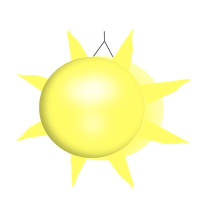 Hanging Inflatable Suns (with Spikes) 150cm/5ft L x 150cm/5ft h Yellow (NO smily face) Includes fan unit and 10m power leads and a Colour Changer LED bulb with bluetooth phone app