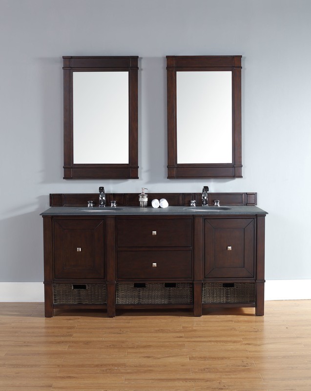 Badmöbel Landhausstil Doppelwaschtisch Wien 182 cm Dunkel Braun