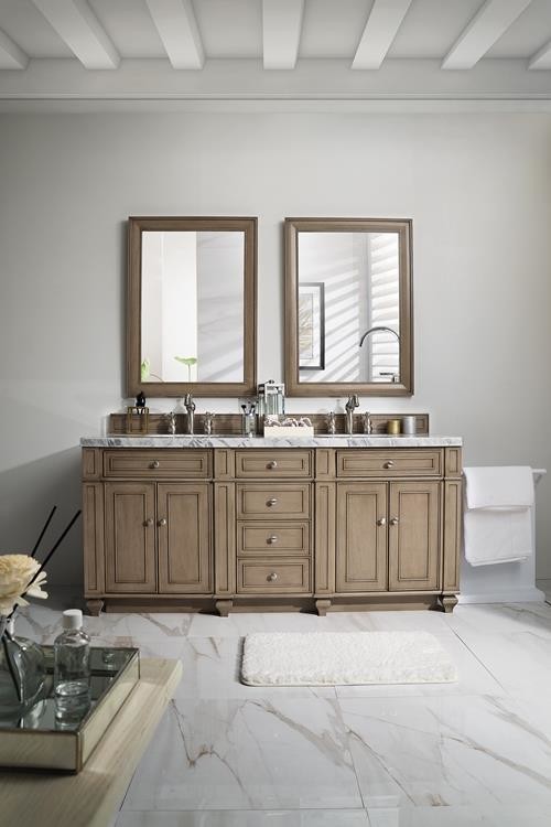 Badmöbel Landhausstil Doppelwaschtisch Pisa 182 cm Milchkaffee