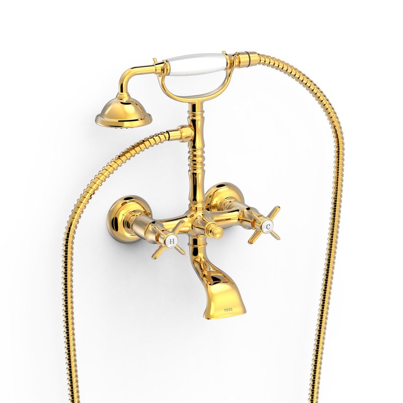 CLASIC Aufputz-2-Griffmischer für Wanne und Dusche- Gold 24k CLASIC Aufputz-2-Griffmischer für Wanne und Dusche- Gold 24k