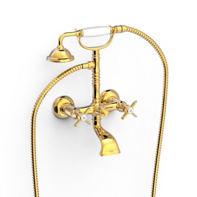 CLASIC Aufputz-2-Griffmischer für Wanne und Dusche- Gold 24k