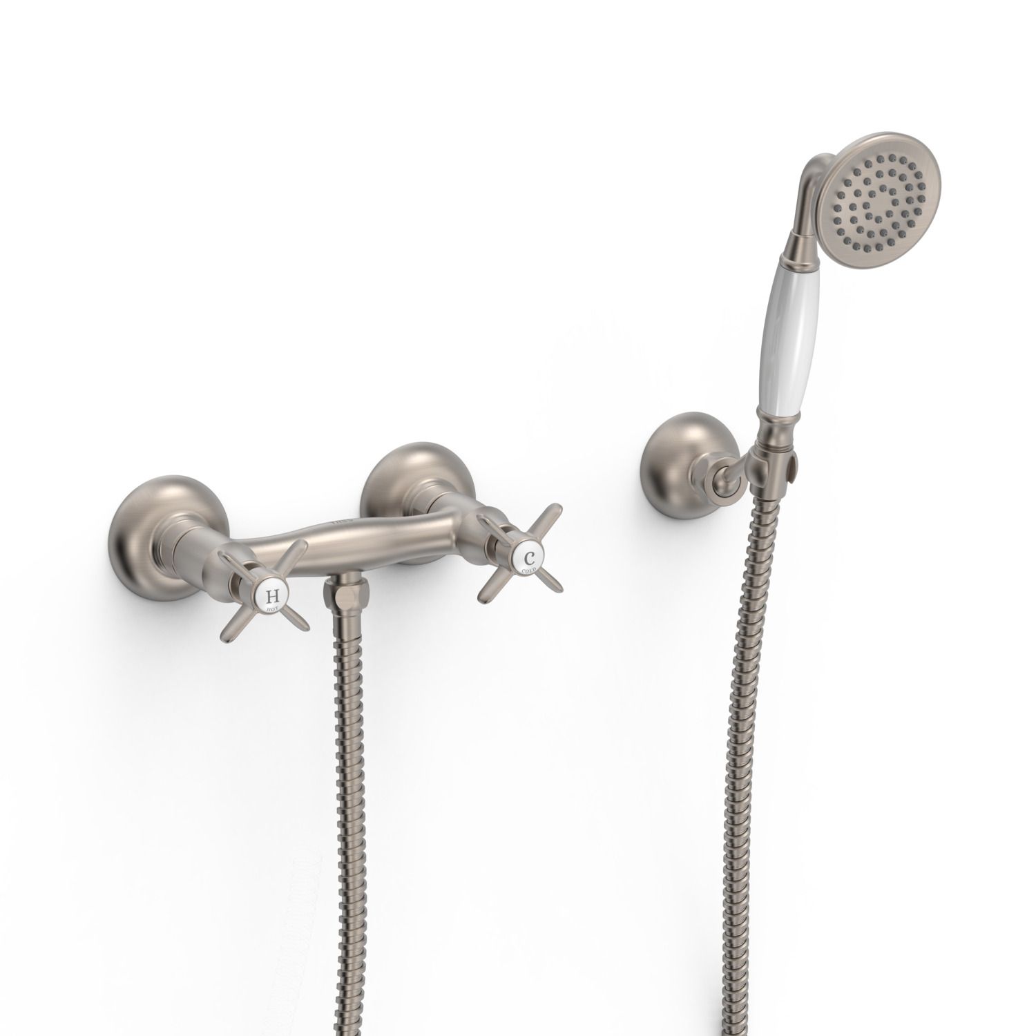 CLASIC Aufputz-2-Griffmischer für Dusche- Edelstahloptik