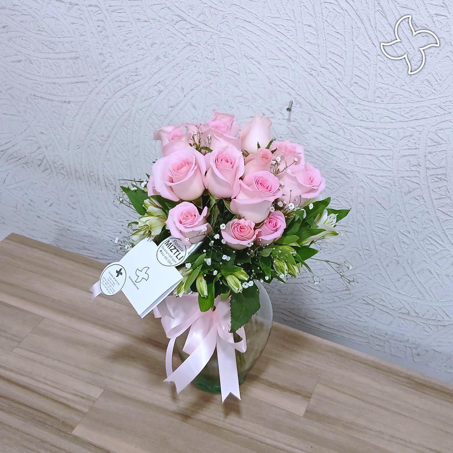 Florero chico 12 rosas