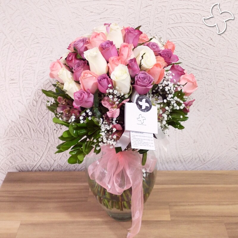 Florero grande 48 rosas