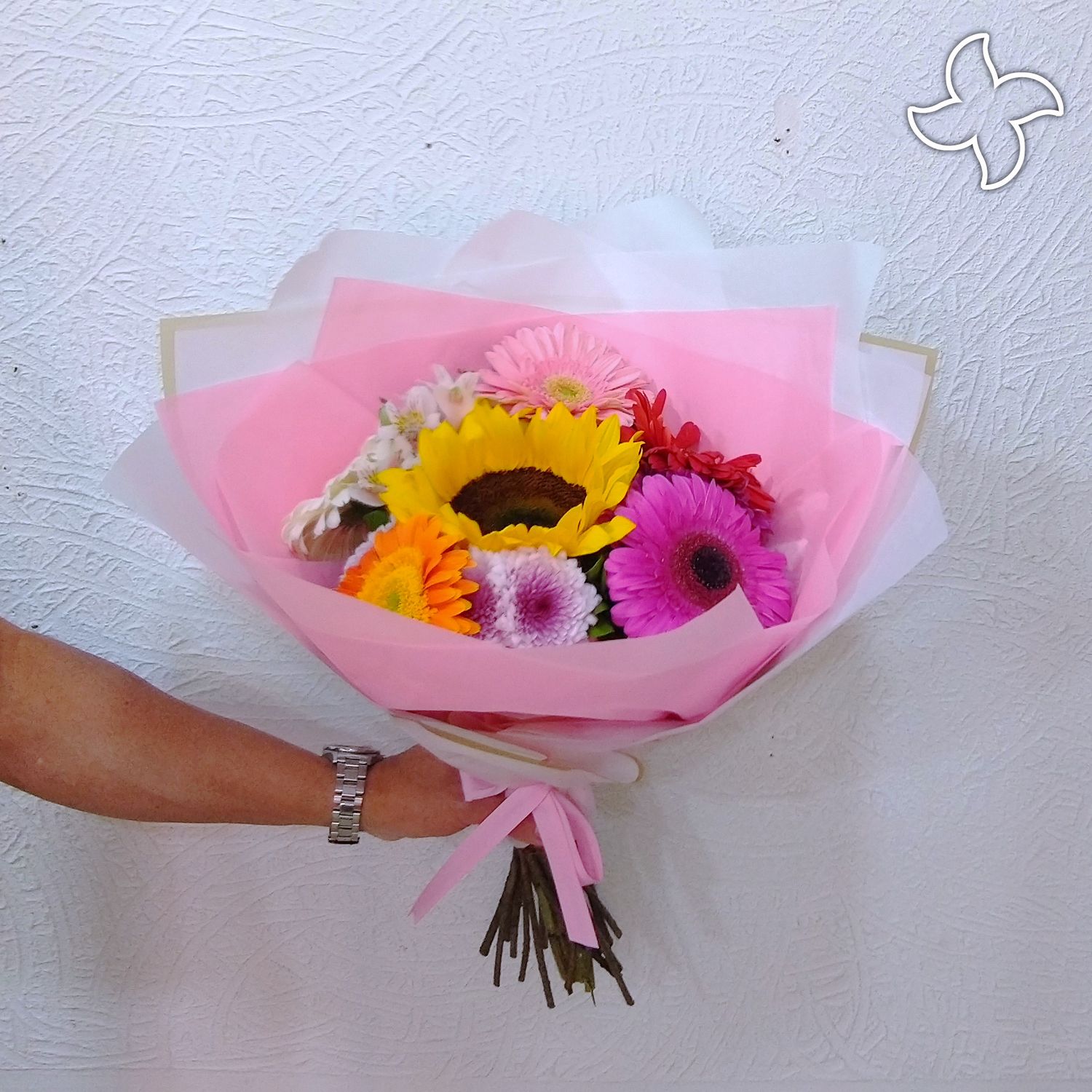 Ramo 1 girasol y 5 gerberas