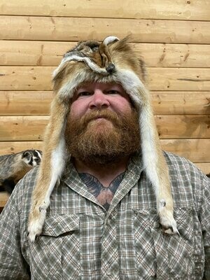 Strawberry Coyote Fur Hat with Feet