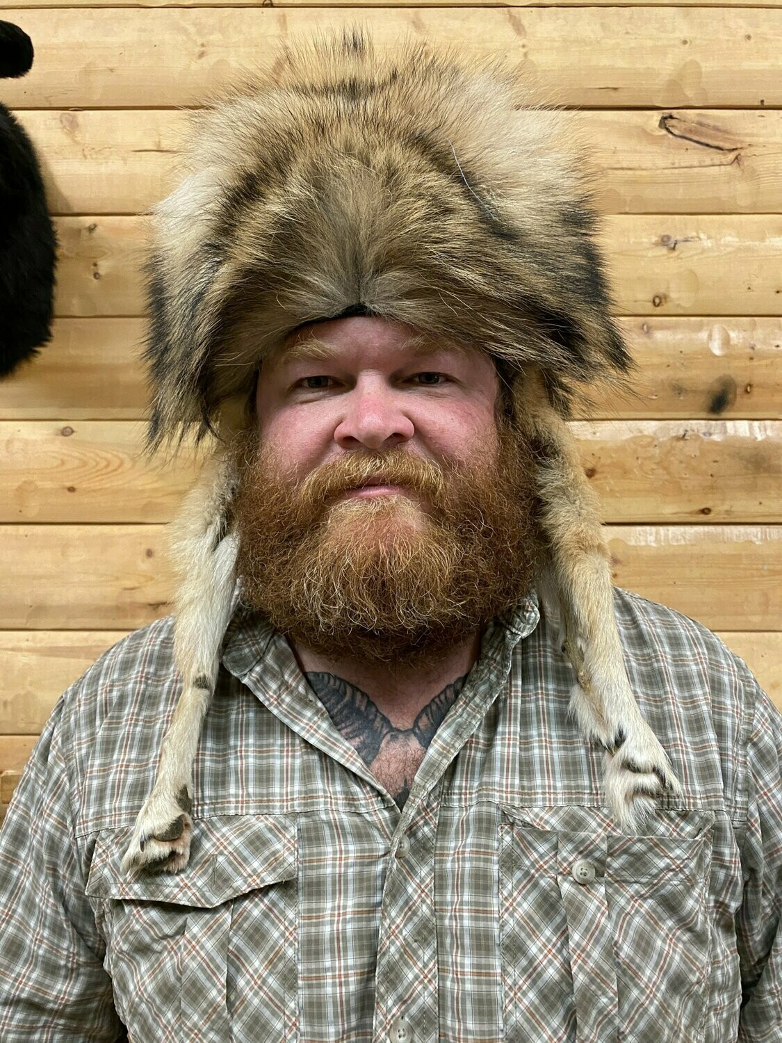 Coyote Fur Hat with Feet