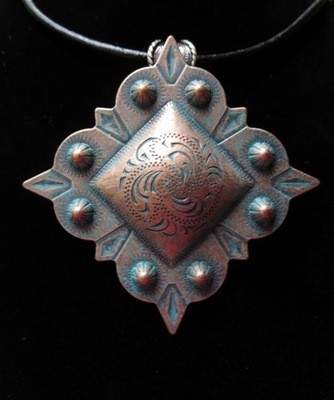 Concho Necklace ~ Square Berry ~ Copper