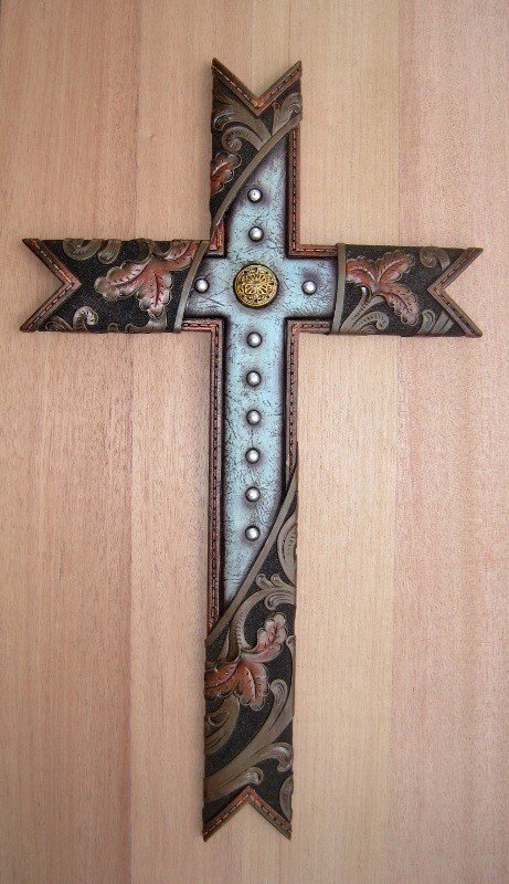 Cross with Turquoise and Tooled Leather WRA8391