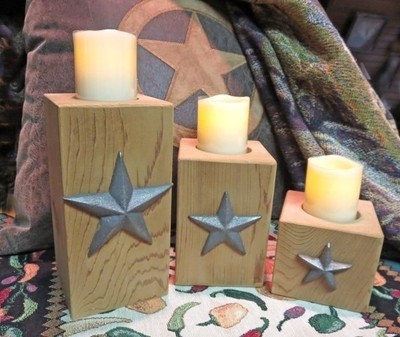 Cedar Star Candle Holders ~ Set of 3