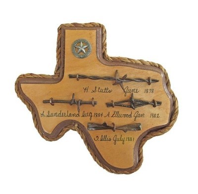 Texas Plaque with Antique Barbwire