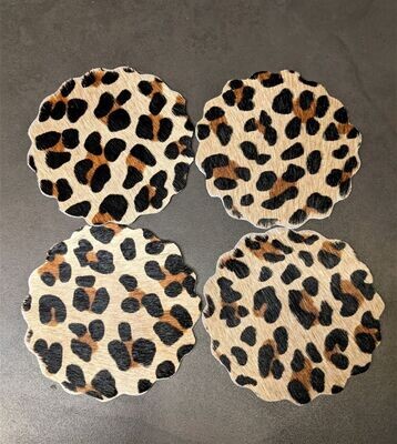 Scalloped Cowhide Coasters