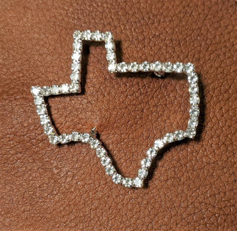 Rhinestone TX State Shaped Pin