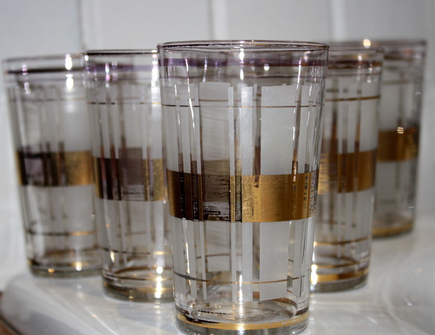 1960&#39;s set of six gold tumblers