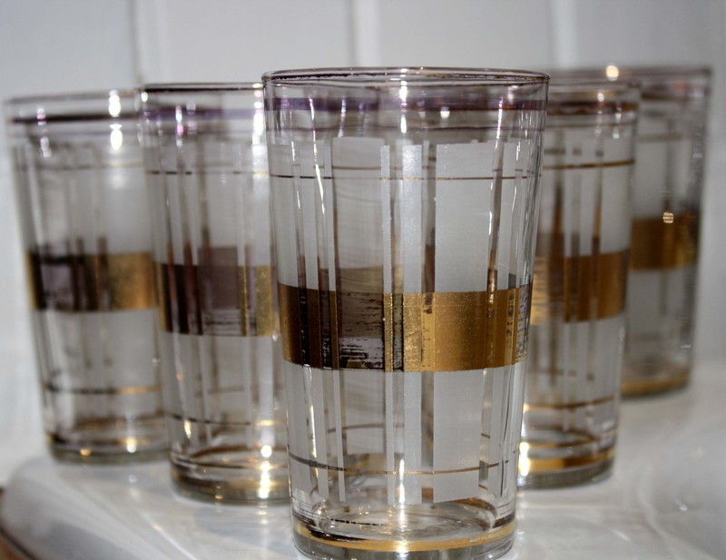 1960&#39;s set of six gold tumblers