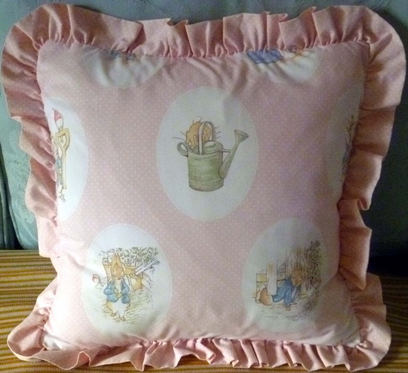 Vintage Beatrix Potter cushion with new feather inner