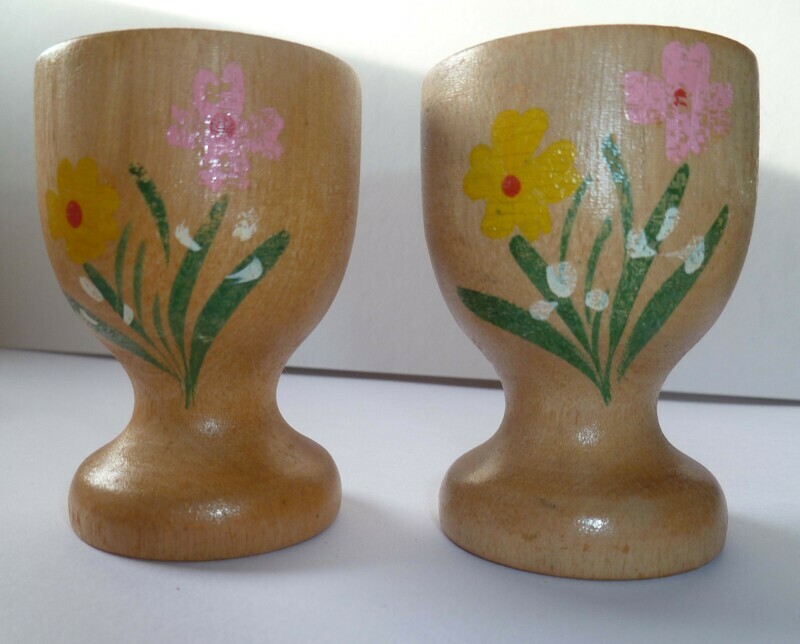 Vintage wooden eggcups